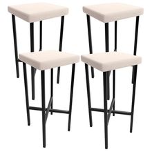 Kit 04 Banquetas Alta Bar Cozinha Sala De Jantar Preto Stella L02 Suede Bege - Lyam Decor