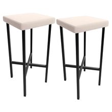 Kit 02 Banquetas Alta Bar Cozinha Sala De Jantar Preto Stella L02 Suede Bege - Lyam Decor