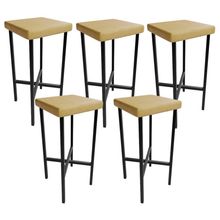 Kit 05 Banquetas Alta Bar Cozinha Sala De Jantar Preto Stella L02 Couríssimo Fendi - Lyam Decor