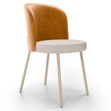 Cadeira Para Sala de Jantar Cozinha Estofada Gavi Arena L02 Couríssimo Whisky Linho Cru - Lyam Decor