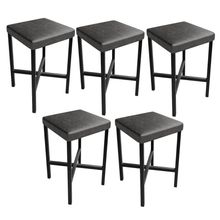 Kit 05 Banquetas Baixa Bar Cozinha Sala De Jantar Preto Stella L02 Couríssimo Preto - Lyam Decor