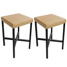 Kit 02 Banquetas Baixa Bar Cozinha Sala De Jantar Preto Stella L02 Couríssimo Fendi - Lyam Decor