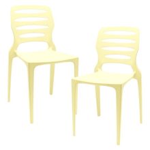 Kit 02 Cadeiras Para Cozinha Área Gourmet Jardim Empilhável Larsen P03 Amarelo - Lyam Decor