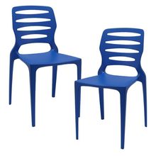 Kit 02 Cadeiras Para Cozinha Área Gourmet Jardim Empilhável Larsen P03 Azul - Lyam Decor