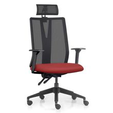 Cadeira Escritório Giratória Presidente Flow F02 Base Preta Sintético Vermelho - Lyam Decor