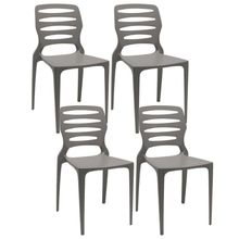 Kit 04 Cadeiras Para Cozinha Área Gourmet Jardim Empilhável Larsen P03 Basalto - Lyam Decor