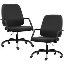 Kit 02 Cadeiras Executiva Diretor Base Giratória Hub F02 Sintético Preto - Lyam Decor