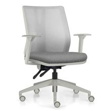 Cadeira de Escritório Giratória Diretor Flow F02 Base Cinza Linho Cinza Escuro - Lyam Decor