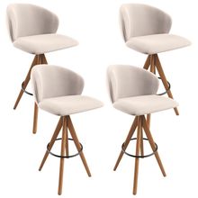 Kit 04 Banquetas Alta Bar Cozinha Sala de Jantar Bar Mia L02 Suede Bege - Lyam Decor