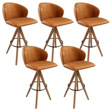 Kit 05 Banquetas Alta Bar Cozinha Sala de Jantar Bar Mia L02 Couríssimo Canela - Lyam Decor