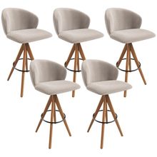Kit 05 Banquetas Alta Bar Cozinha Sala de Jantar Bar Mia L02 Bouclê Creme - Lyam Decor