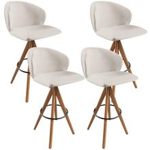 Kit 04 Banquetas Alta Bar Cozinha Sala de Jantar Bar Mia L02 Linho Cru - Lyam Decor