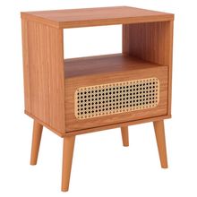 Mesa de Cabeceira 1 Gaveta Com Palhinha Natural Zack D03 Freijó - Lyam Decor