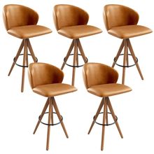 Kit 05 Banquetas Alta Bar Cozinha Sala de Jantar Bar Mia L02 Couríssimo Whisky - Lyam Decor