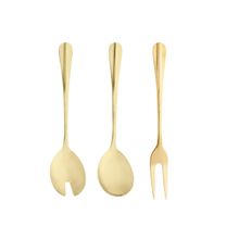 Colher Garfo Trinchante Dourado Aço Inox Utensilios 3un