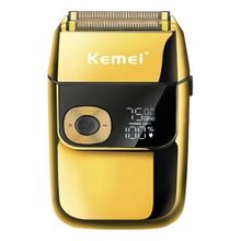 Barbeador Máquina Corpo de Metal Dourado Shaver Acabamento Prova da água Kemei KM-2028