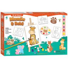Kit De Pintura Infantil Em Madeira Mamãe e Bebe Nig - 0442