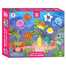 Quebra Cabeça Gigante Visita Ao Aquário 16 Peças Em Madeira - Nig 0446