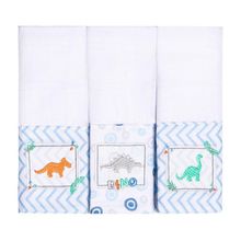 Kit Paninho De Boca Dinossauro Bordado na Faixa com 3 Pcs