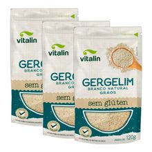 Kit 3X: Gergelim Branco Natural Sem Glúten Vitalin 120g
