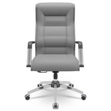 Cadeira De Escritório Giratória Presidente Base Cromada Kirk P03 Facto Cinza - Lyam Decor