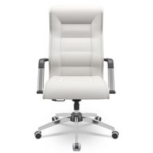 Cadeira De Escritório Giratória Presidente Base Cromada Kirk P03 Facto Branco - Lyam Decor