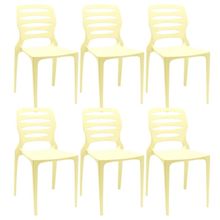 Kit 06 Cadeiras Para Cozinha Área Gourmet Jardim Empilhável Larsen P03 Amarelo - Lyam Decor