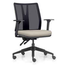 Cadeira de Escritório Giratória Diretor Flow F02 Base Preta Sintético Bege - Lyam Decor