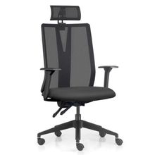 Cadeira Escritório Giratória Presidente Flow F02 Base Preta Sintético Preto - Lyam Decor