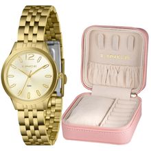 Relógio Lince Feminino Ref: Lrgh226l32 C2kx Dourado Estojo Porta Joia
