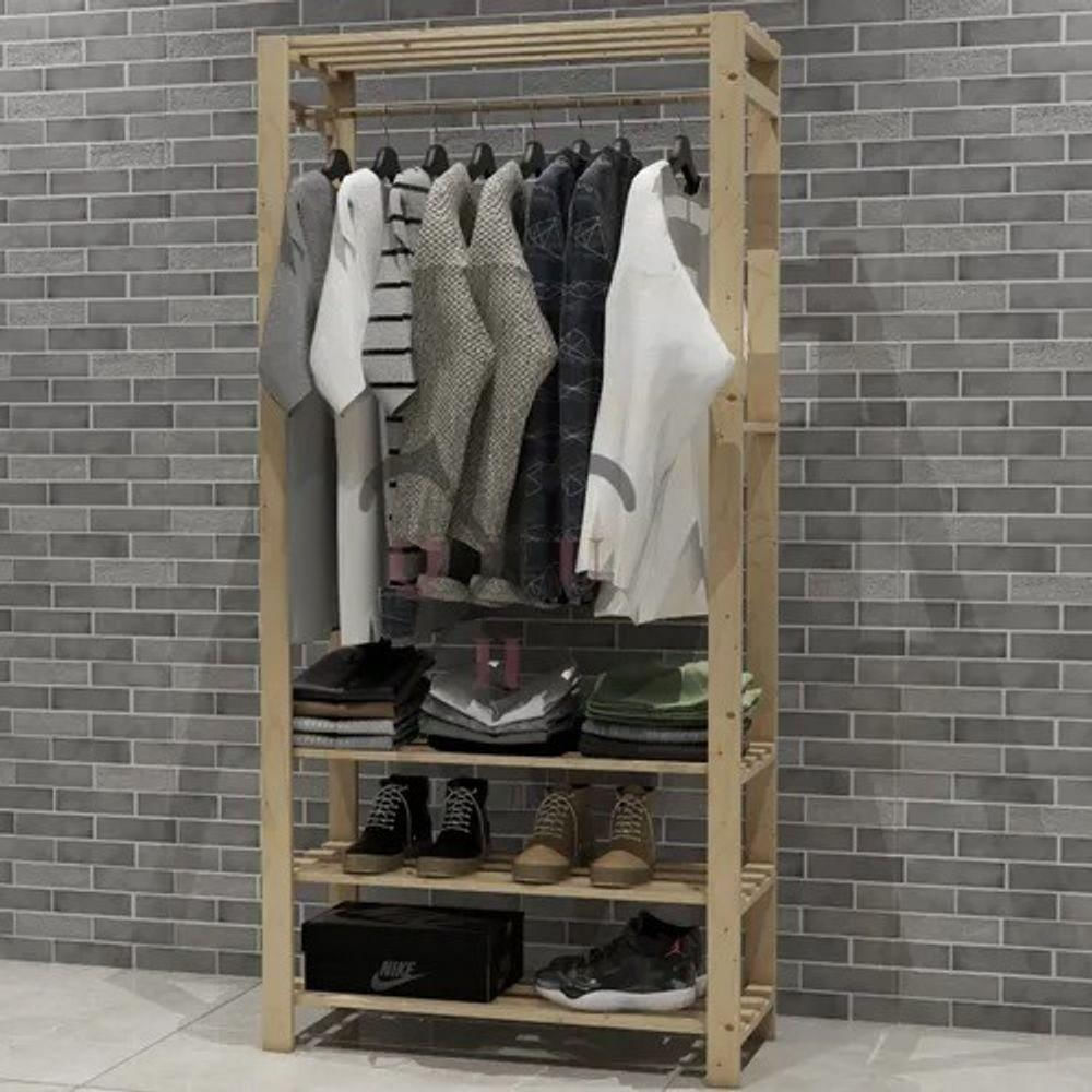 Arara Industrial Pinus Cabideiro Toalhas E Roupas 4 Prats