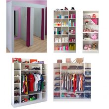 Kit Armário Colméias Cabideiro Provador e Estante Prateleira