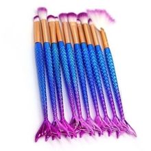 Pincel Sereia Kit 10 Peças Maquiagem Make Up Sombra Mermaid