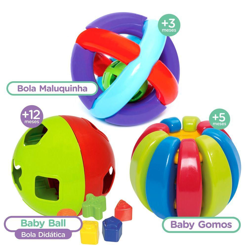 Encontraproduto.com.br - 3 Brinquedos para Bebês Bolas Didática Infantil e Educativo