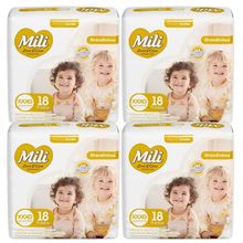 Fralda Descartável Mili Love & Care 4 Pacotes Com 18 (Total: 72 Fraldas) XXXG - Grandinho