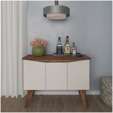 Bancada Buffet Pinho/ Off White 3 Portas Borda Invertida