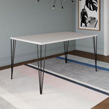 Mesa De Jantar Elen Retangular Tampo De Madeira 140x80cm Branco - Cor: Branco