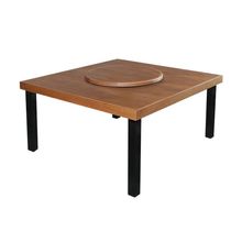 Mesa De Jantar Indústrial Sophia 1,30M Quadrada Com Prato Giratório - Castanho - Marrom