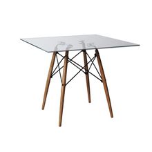 Mesa De Jantar Eiffel Dkr Quadrado Tampo De Vidro 110cm