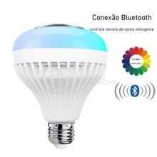 Lâmpada Led 12W E27 Rgb Colorida Com Caixa De Som