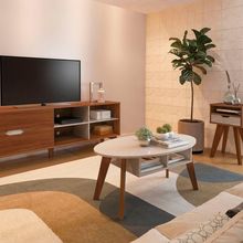 Mesa De Centro Diva 2 Nichos Off White/cedro