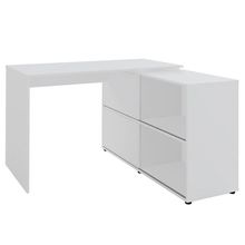 Mesa Escrivaninha Em L Com 2 Portas E 4 Nichos Marle Branco