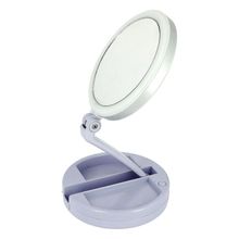 Espelho De Aumento 10X Com Luz De Iluminação Led De Mesa Dobrável E Articulável Redondo