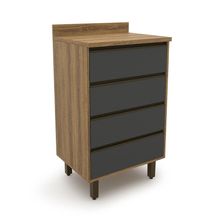 Balcao Confort 60 Cm 4 Gavetas Cinamomo grafite Batrol Cinamomo grafite