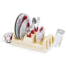 Escorredor de Pratos de Plástico Compacto Rattan Cor Creme