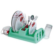 Escorredor de Pratos de Plástico Compacto Rattan Cor Verde