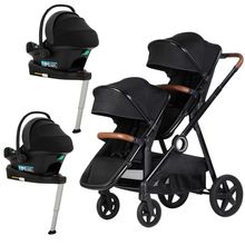Kit Carrinho Duplo Go 2 + Bebê Conforto i-Prime + Bases Isofix - Kikkaboo