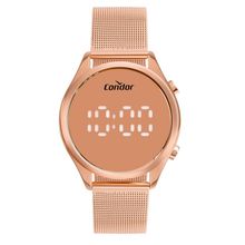 Relógio Condor Feminino Ref: Comd26aad/4j Led Espelhado Mesh Rosé