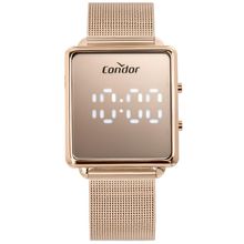 Relógio Condor Feminino Ref: Comd1202ags/4j Led Espelhado Mesh Rosé
