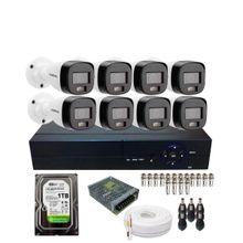 Kit  CFTV Intelbras 8 Câmeras VHD 3220b Full Color e Áuidio Dvr Alta Performance 8ch Hd 1Tera